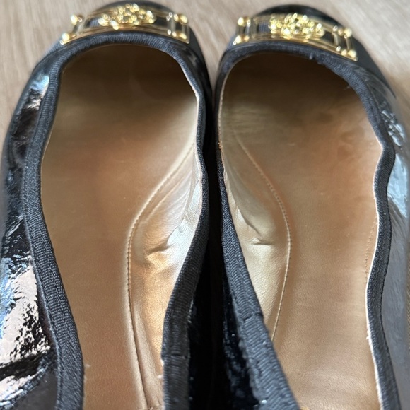 Isola Black Patent Flats with Gold Detail - Picture 4 of 8